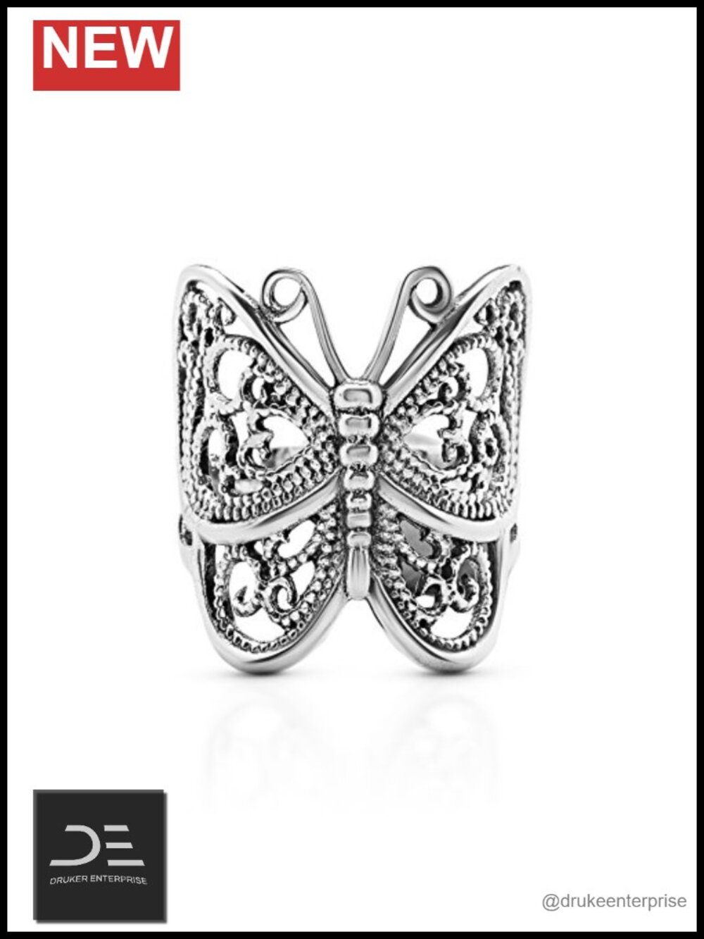 Butterfly Ring 925 Sterling Silver Statement Vintage Style Size 6-10